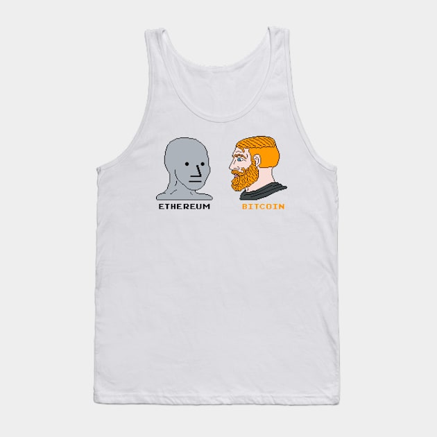 Bitcoin Chad Face Pixel Art Tank Top by CyberRex